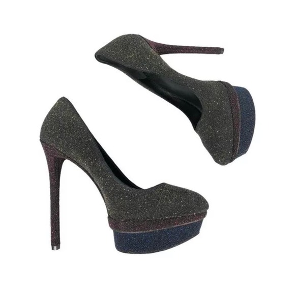 Brian Atwood FONTANNE Glitter Pumps 3 Color Way Sz 39 US 8.5 - Picture 1 of 11